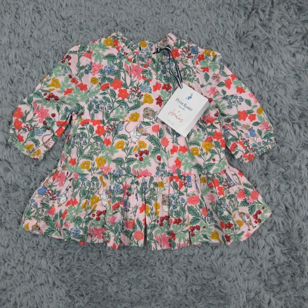 Joules Dress Baby Girls Newborn Peter Rabbit Flopsy Floral Party Long Sleeve NWT